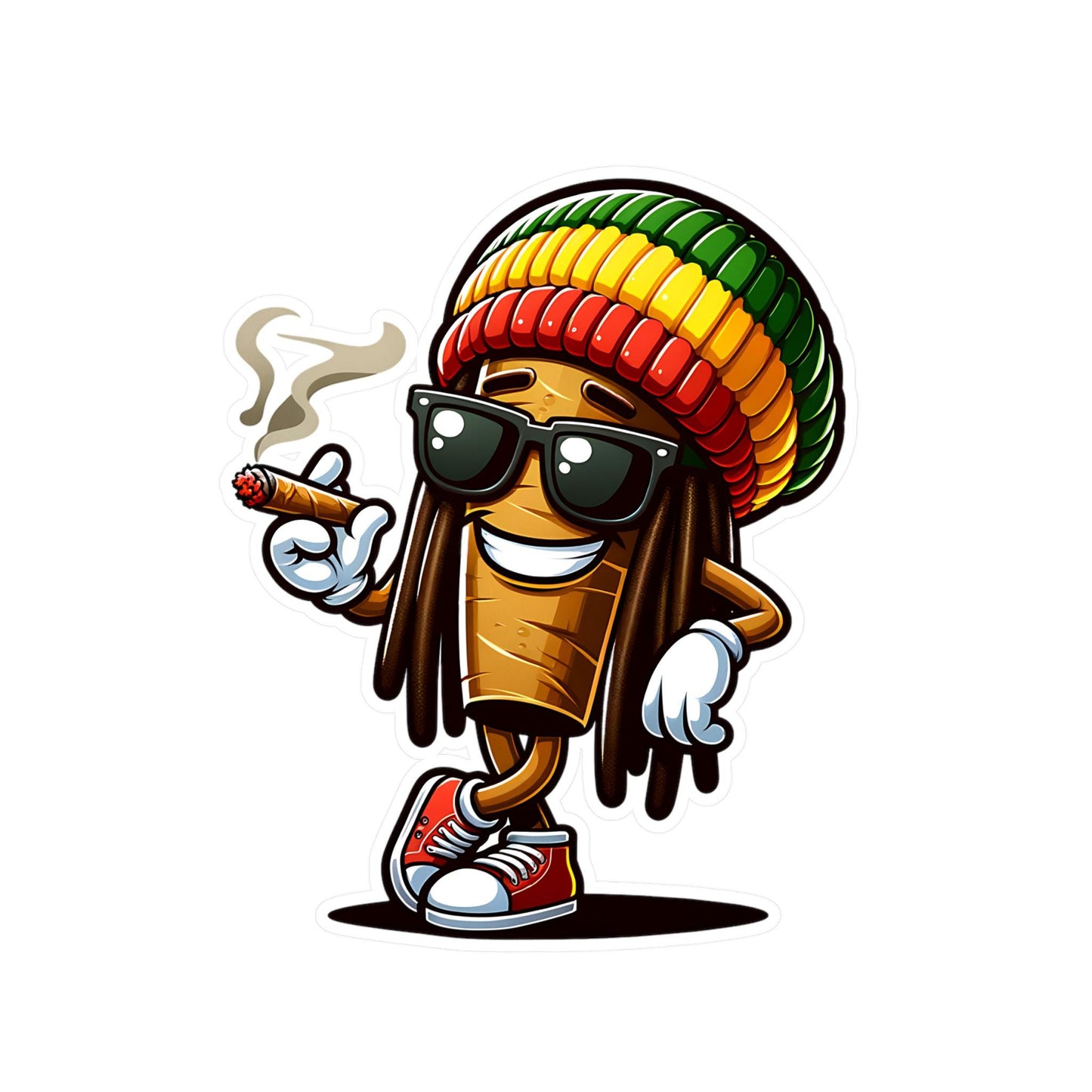 Reggae Blunt Cartoon Sticker | Waterproof Vinyl Art Decal (Glossy, Matte, Holographic)
