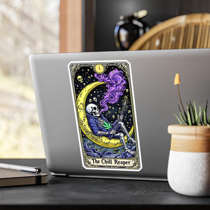ColorFlow | Chill Reaper Skeleton Vinyl Sticker | Waterproof Art Decal | Glossy Matte Holographic | 6 Sizes