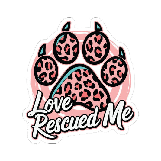 Love Rescued Me Paw Print Sticker | Animal Rescue Decal (Waterproof Vinyl)