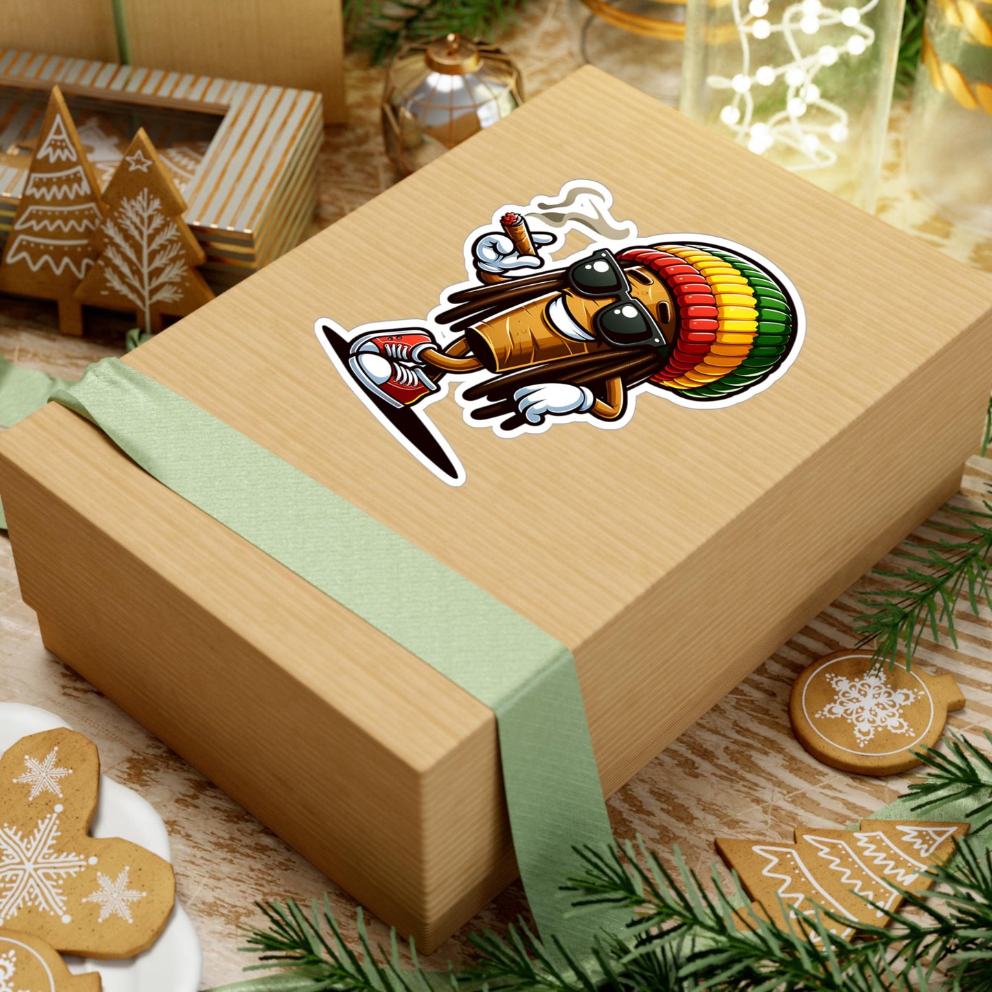Reggae Blunt Cartoon Sticker | Waterproof Vinyl Art Decal (Glossy, Matte, Holographic)