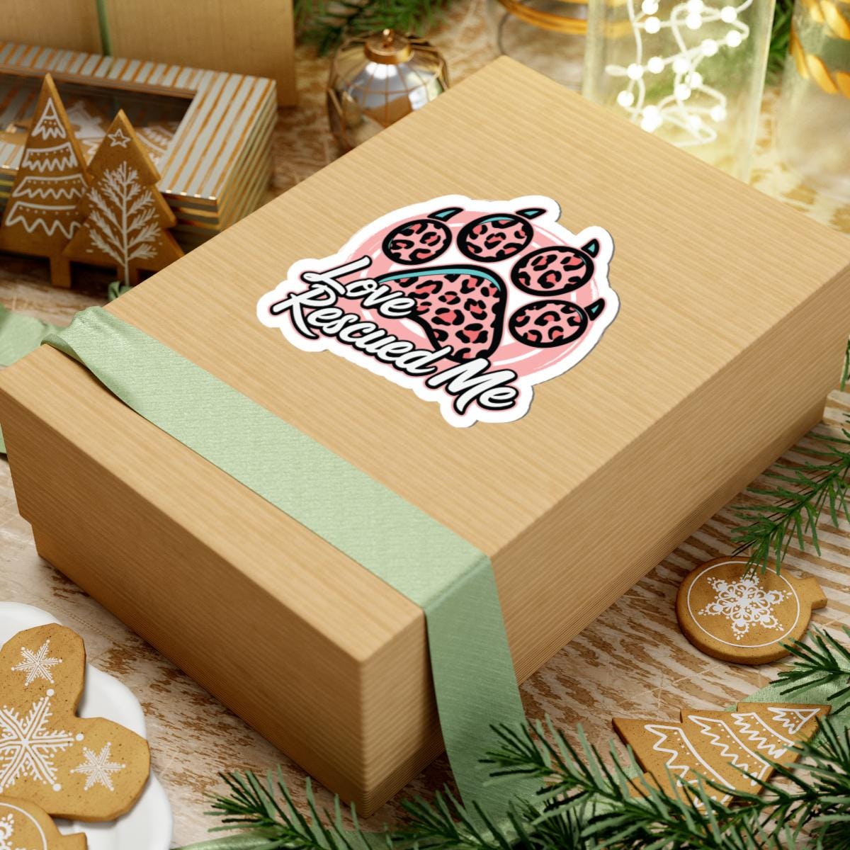 Love Rescued Me Paw Print Sticker | Animal Rescue Decal (Waterproof Vinyl)