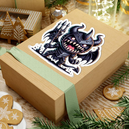 Armored Demon Monster Vinyl Sticker | Trident Warrior Art Decal