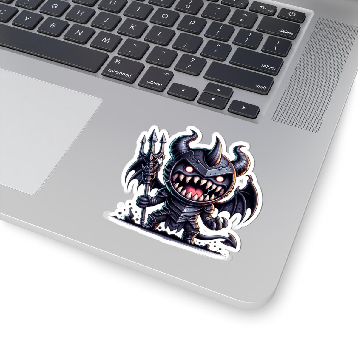 Armored Demon Monster Vinyl Sticker | Trident Warrior Art Decal