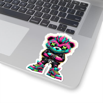 ColorFlow | Neon Cyber Bear Vinyl Sticker | Graffiti Streetwear Gamer Sticker | Waterproof Glossy or Matte