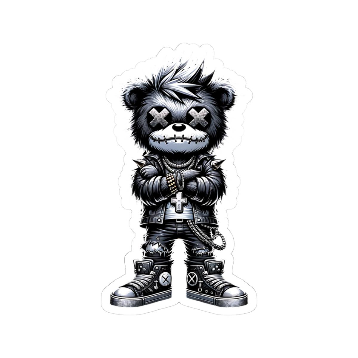 Cyber Gothic Bear Sticker | Punk Streetwear Gamer Vinyl Decal (Waterproof)