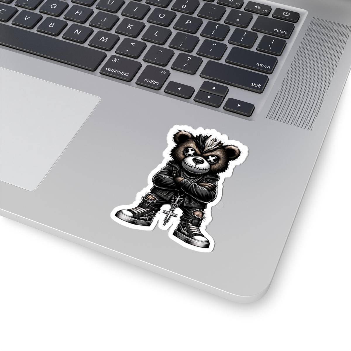 ColorFlow | Punk Mohawk Bear Vinyl Sticker | Gothic Streetwear Gamer Sticker | Dark Aesthetic Waterproof Glossy or Matte