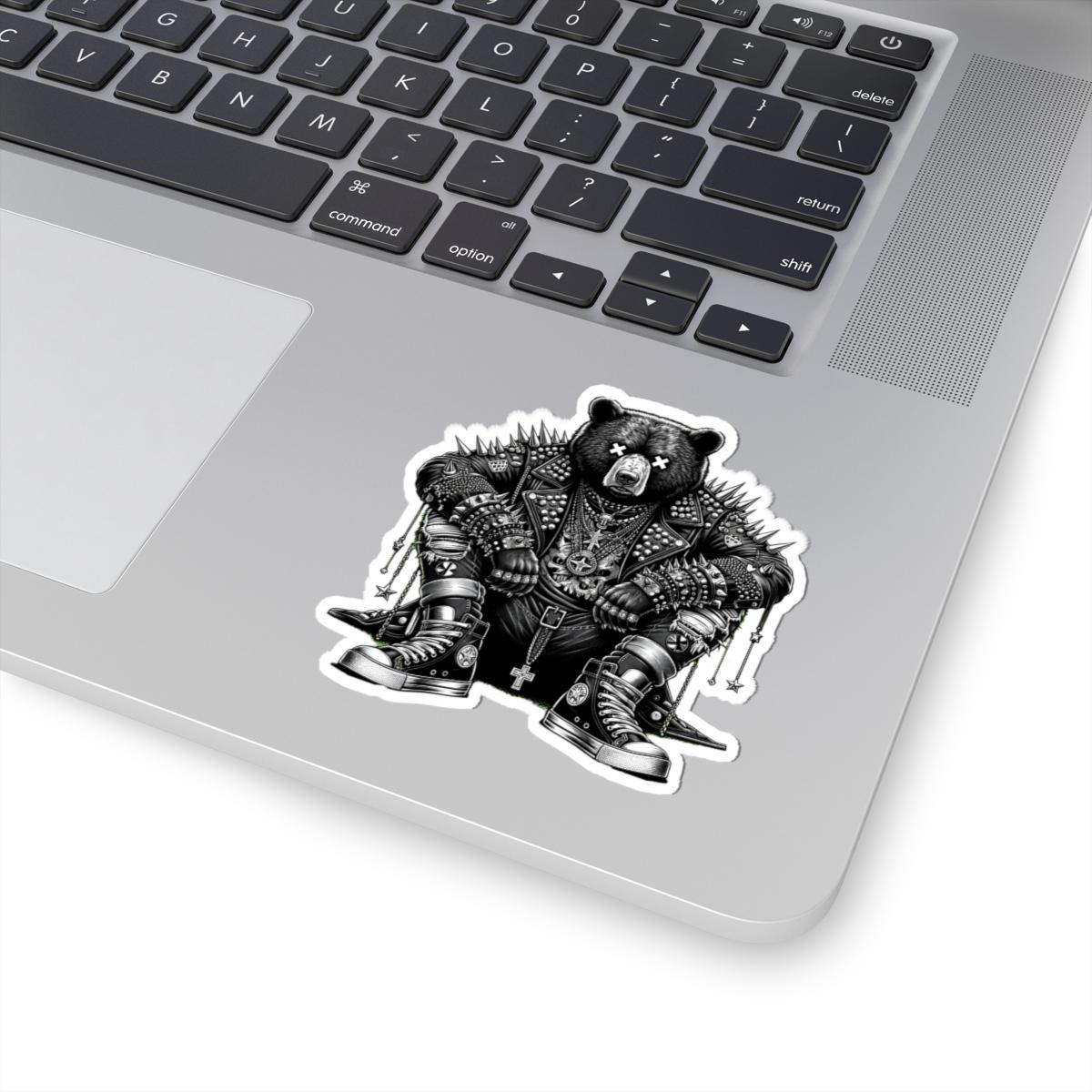 Punk Rock Bear Vinyl Sticker | Waterproof Gothic Streetwear Art (Matte/Glossy)