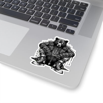 Punk Rock Bear Vinyl Sticker | Waterproof Gothic Streetwear Art (Matte/Glossy)