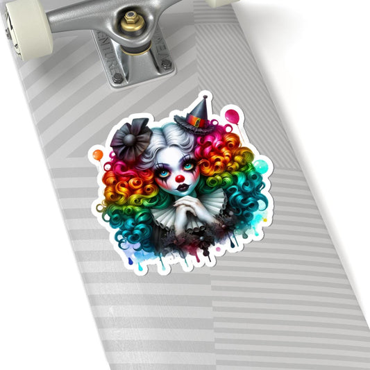 Rainbow Gothic Clown Sticker | Dark Carnival Harlequin Art Vinyl
