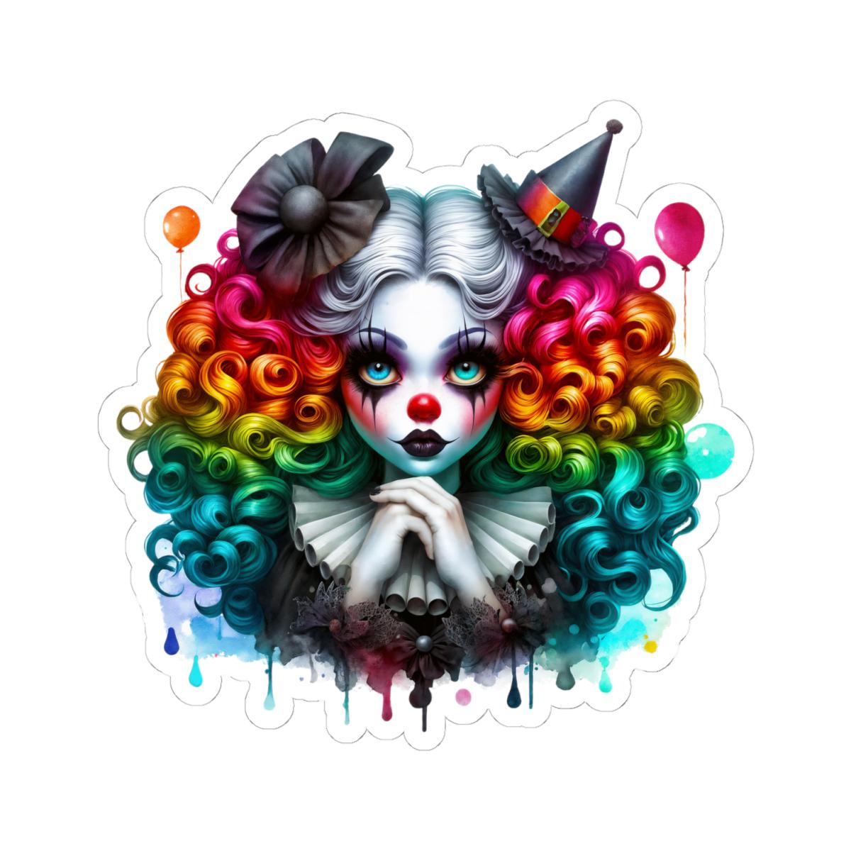 Rainbow Gothic Clown Sticker | Dark Carnival Harlequin Art Vinyl