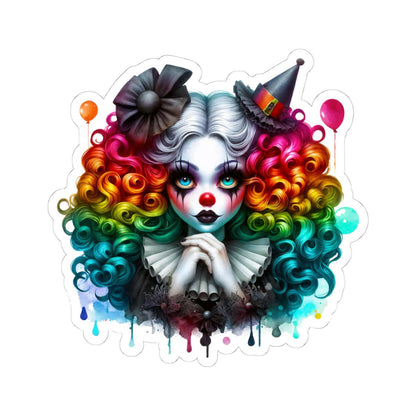 Rainbow Gothic Clown Sticker | Dark Carnival Harlequin Art Vinyl