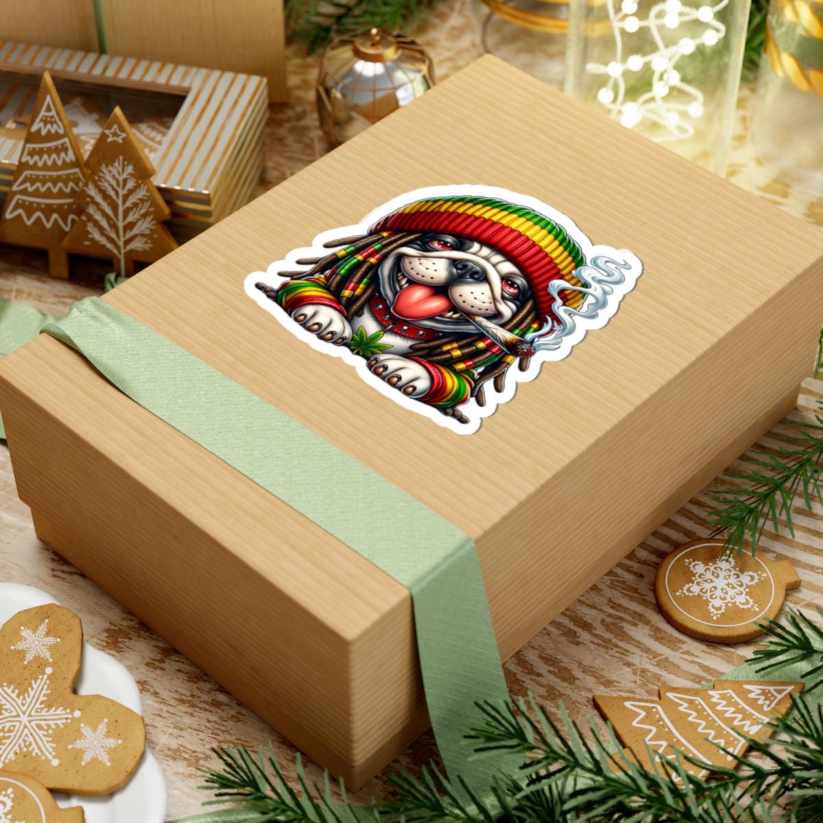 Rasta Bulldog Sticker | Waterproof Vinyl Decal for Laptops, Cars