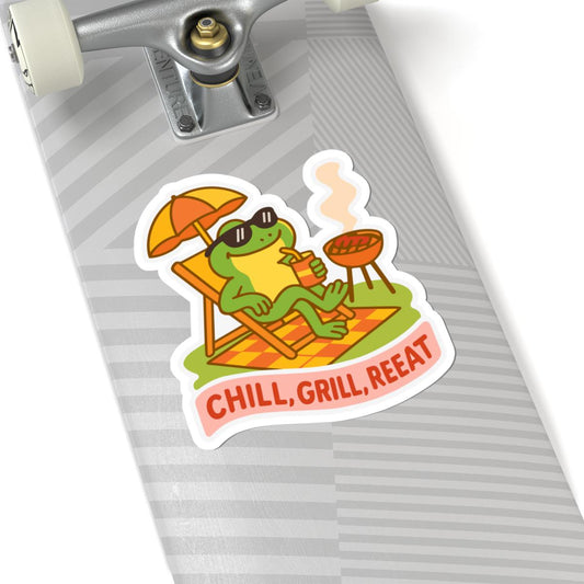 Frog BBQ Sticker | Funny Summer Vinyl Decal, Waterproof Outdoor Grill Art