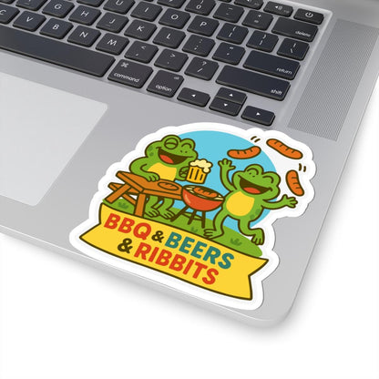 BBQ Beers Ribbits Frog Sticker | Funny Beer Barbecue Vinyl Decal (Waterproof)