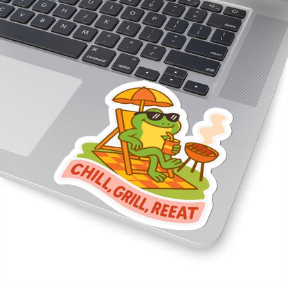 Frog BBQ Sticker | Funny Summer Vinyl Decal, Waterproof Outdoor Grill Art