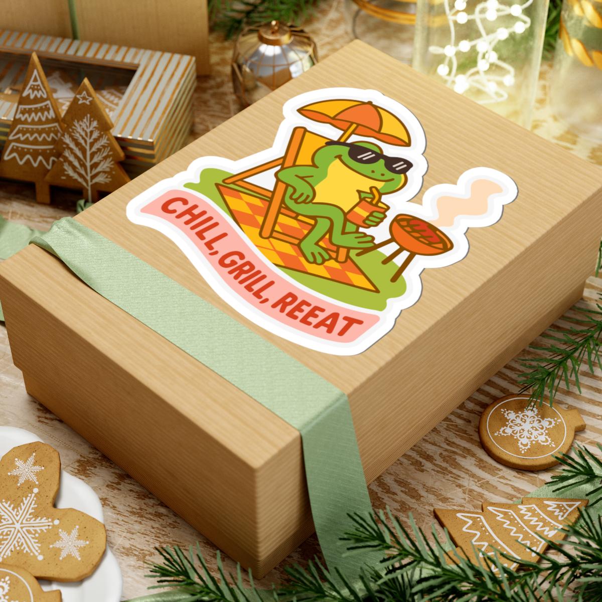 Frog BBQ Sticker | Funny Summer Vinyl Decal, Waterproof Outdoor Grill Art