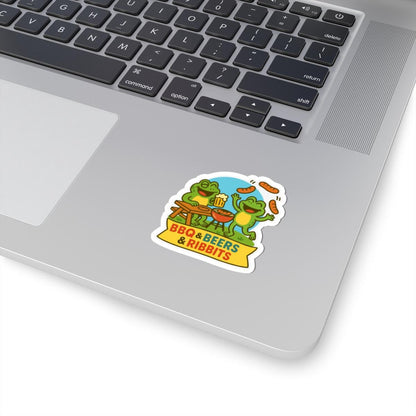 BBQ Beers Ribbits Frog Sticker | Funny Beer Barbecue Vinyl Decal (Waterproof)