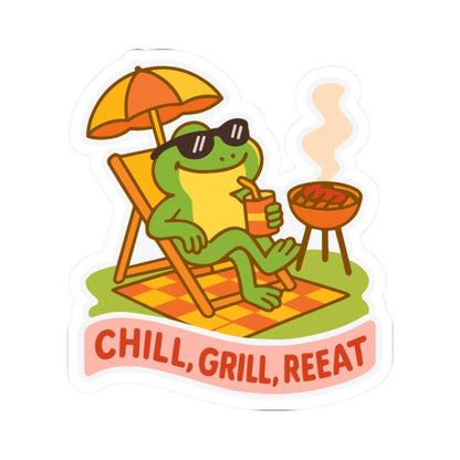 Frog BBQ Sticker | Funny Summer Vinyl Decal, Waterproof Outdoor Grill Art