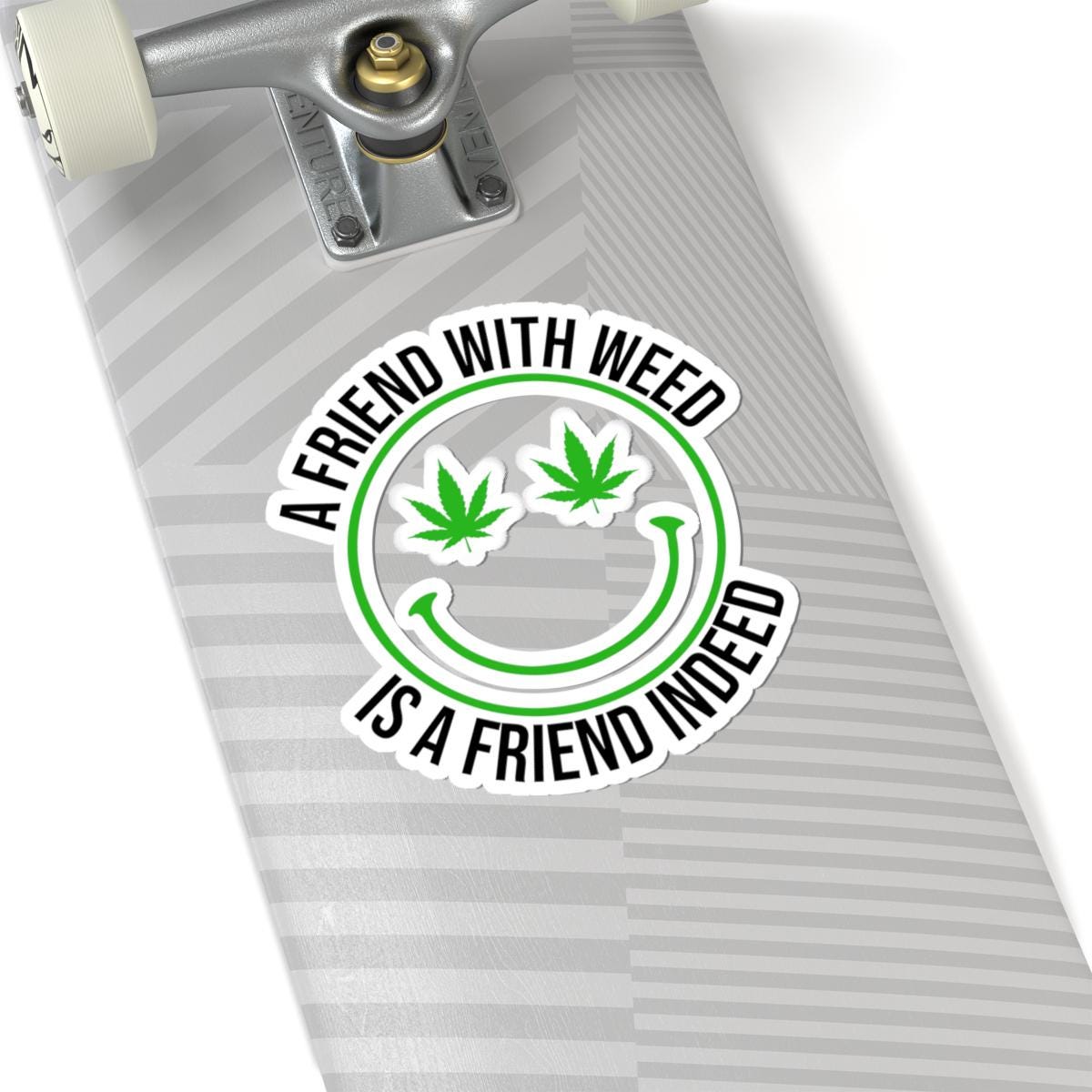 ColorFlow | Funny Weed Smiley Face Sticker Waterproof Stoner Vinyl Decal with Cannabis Eyes for Laptop Water Bottle or 420 Gift Idea