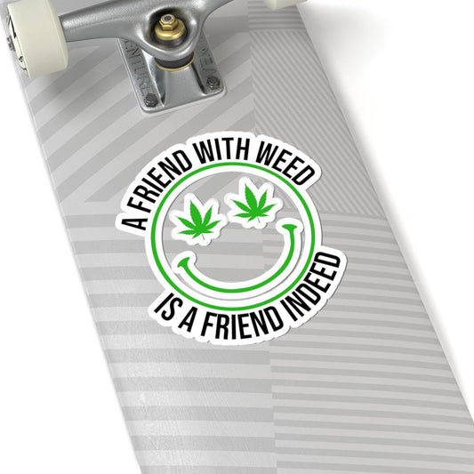 ColorFlow | Funny Weed Smiley Face Sticker Waterproof Stoner Vinyl Decal with Cannabis Eyes for Laptop Water Bottle or 420 Gift Idea