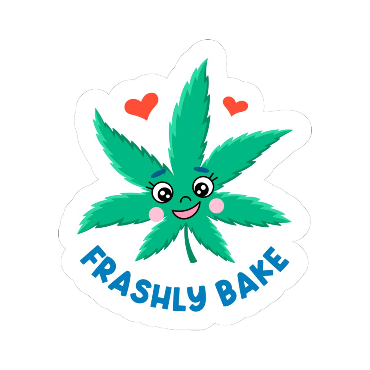 ColorFlow | Frashly Bake Cute Weed Sticker | Funny Kawaii Cannabis Leaf Decal | 420 Humor Vinyl Sticker for Laptops & Journals