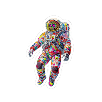 ColorFlow | Neon Skull Graffiti Astronaut Sticker | Trippy Cosmic Decal for Bold Space Lovers