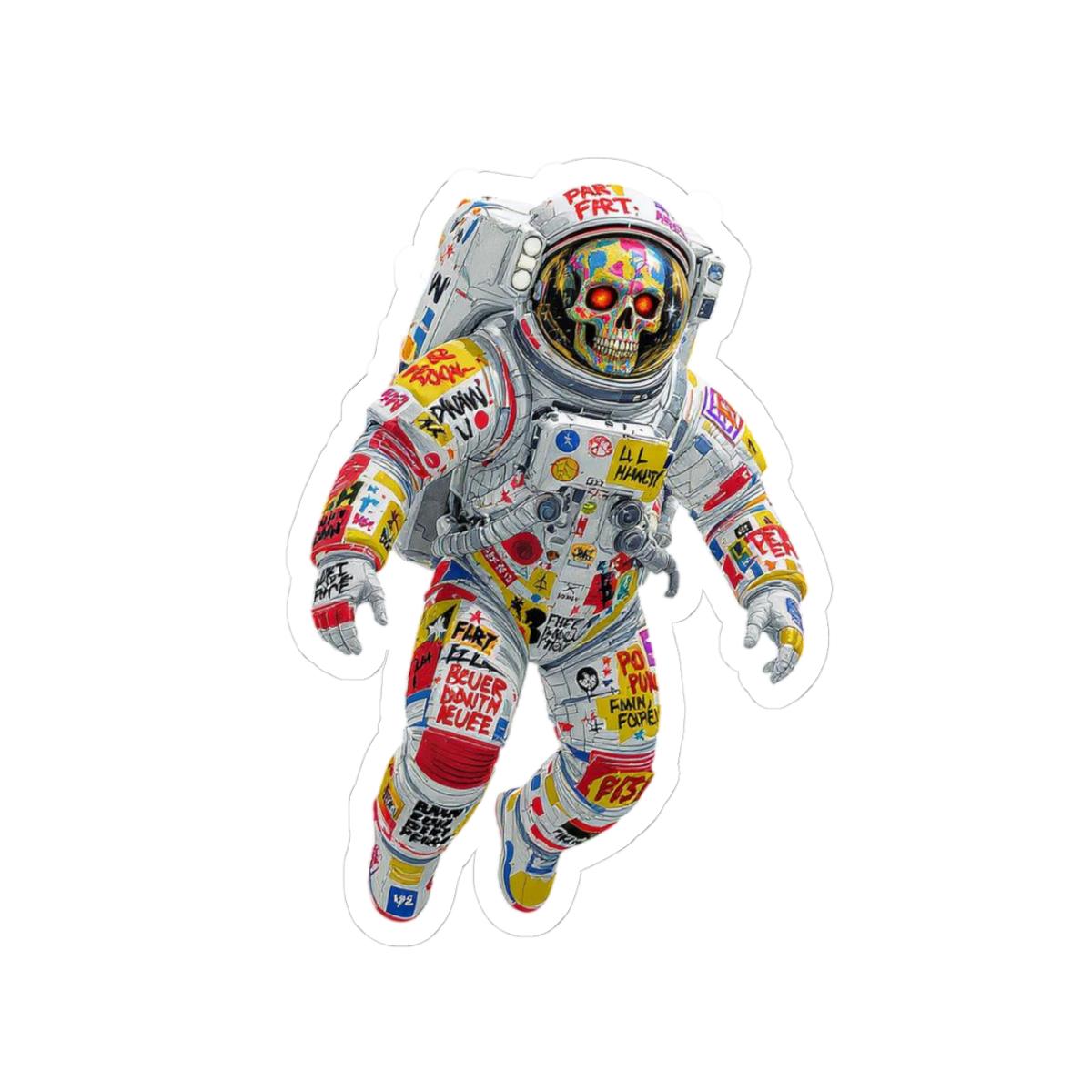 ColorFlow | Urban Graffiti Skull Astronaut Sticker | Bold Space Streetwear Vinyl Decal for Rebels