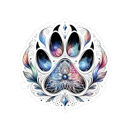 Mystical Galaxy Paw Print Sticker | Boho Cosmic Mandala Pet Decal