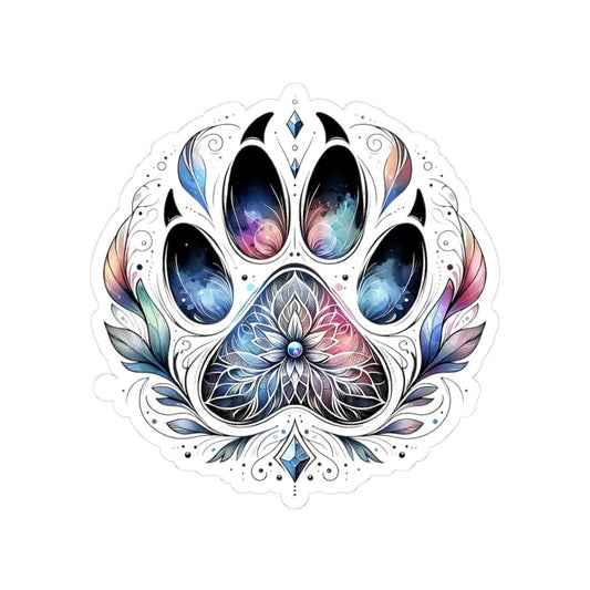 Mystical Galaxy Paw Print Sticker | Boho Cosmic Mandala Pet Decal