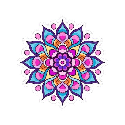 ColorFlow | Vibrant Lotus Bloom Mandala Sticker | Boho Rainbow Vinyl Decal | Sacred Flower Art