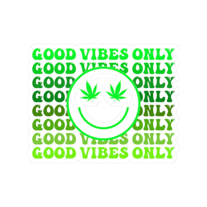 ColorFlow | Good Vibes Only Weed Sticker Waterproof Vinyl Cannabis Leaf Smiley Face Stoner Decal for Laptop Tumbler Blunt Box Gift
