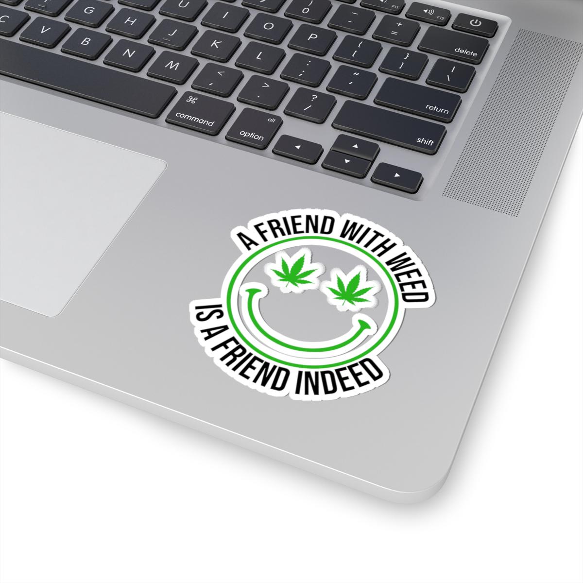 ColorFlow | Funny Weed Smiley Face Sticker Waterproof Stoner Vinyl Decal with Cannabis Eyes for Laptop Water Bottle or 420 Gift Idea