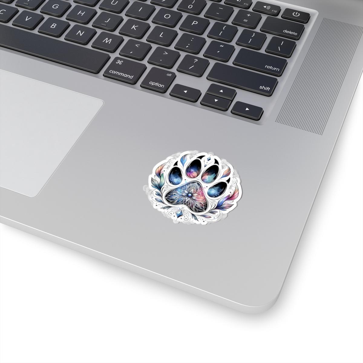 Mystical Galaxy Paw Print Sticker | Boho Cosmic Mandala Pet Decal