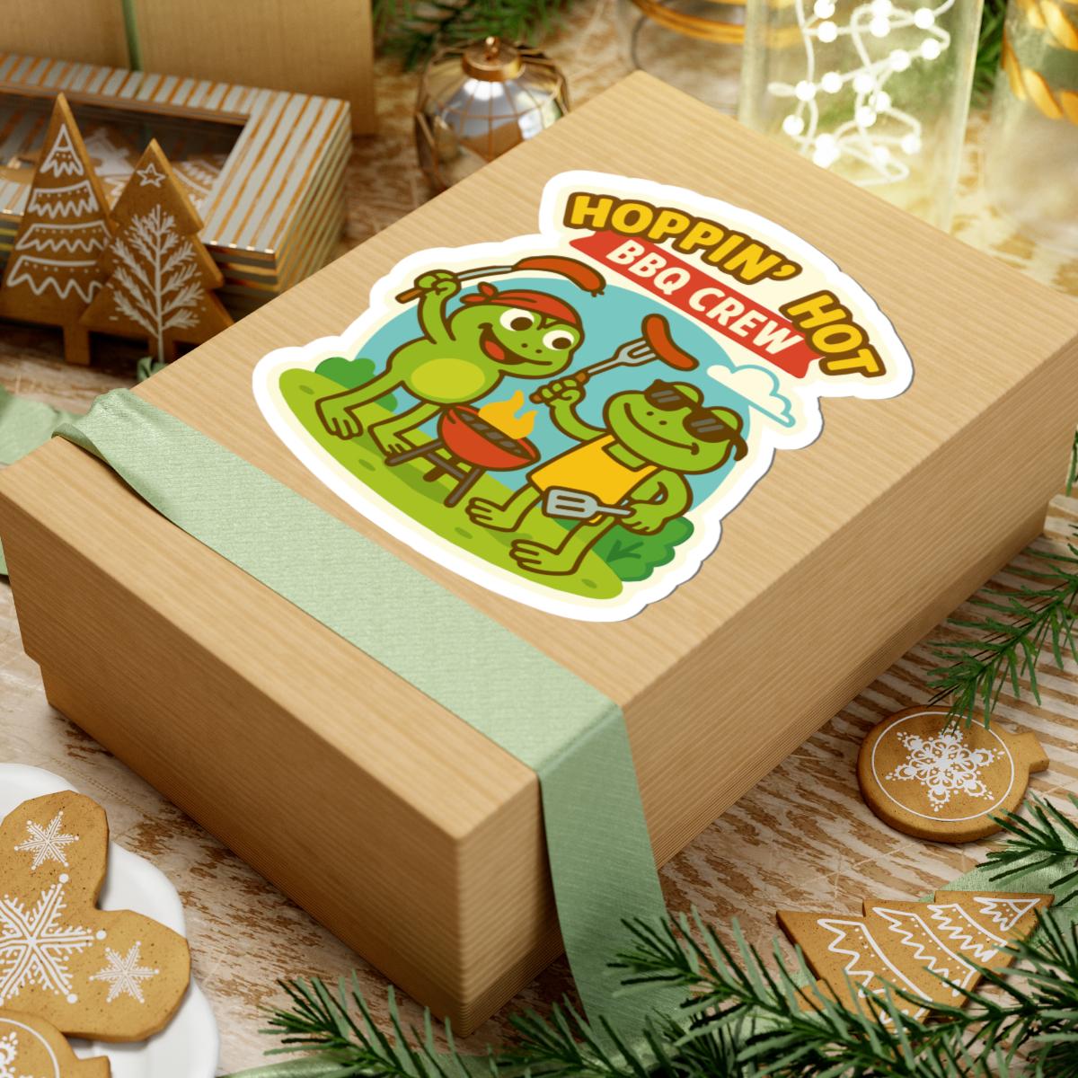ColorFlow | Hoppin Hot BBQ Crew Sticker | Cute Frog Grilling Vinyl Decal | Waterproof Funny Summer Barbecue Sticker