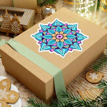 Tranquil Petals Blue Mandala Sticker | Boho Zen Vinyl Decal, Calm Energy Art