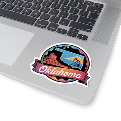 ColorFlow | Oklahoma Desert Mesa Oilfield Vinyl Sticker | Sooner State Sunset Travel Art Decal