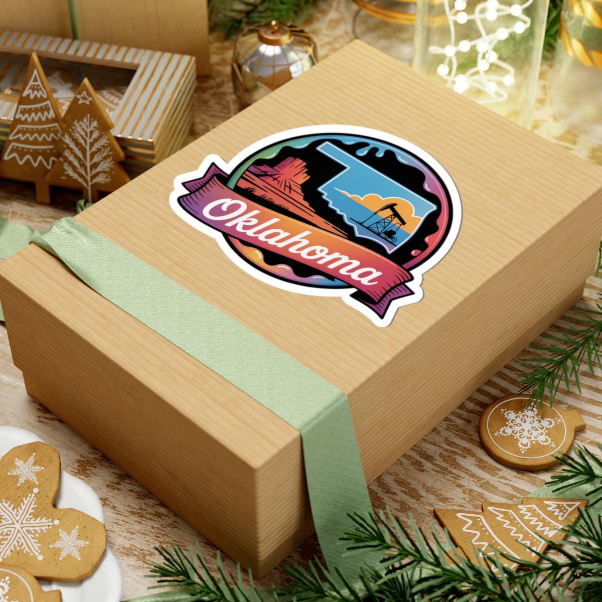 ColorFlow | Oklahoma Desert Mesa Oilfield Vinyl Sticker | Sooner State Sunset Travel Art Decal