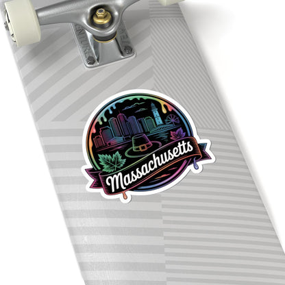 ColorFlow | Massachusetts Boston Skyline Harbor Vinyl Sticker | New England City Travel Art Decal