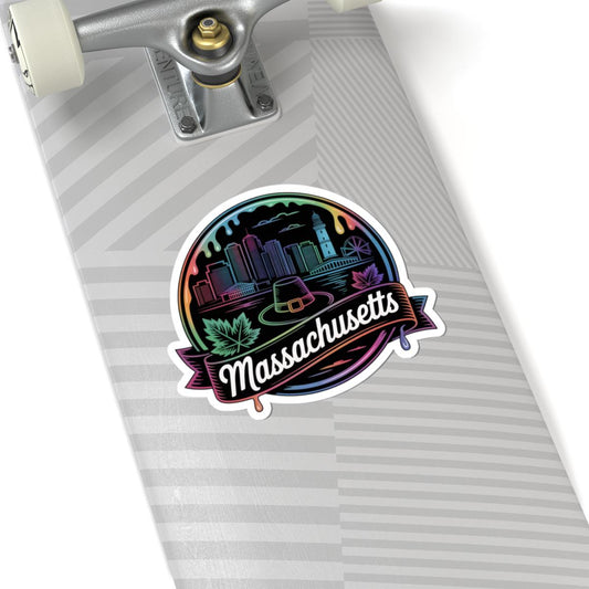 ColorFlow | Massachusetts Boston Skyline Harbor Vinyl Sticker | New England City Travel Art Decal