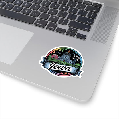ColorFlow | Iowa Capitol Barn Farmland Vinyl Sticker | Heartland Prairie Scenic Travel Art Decal