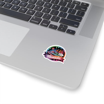 ColorFlow | Nevada Desert Neon Skyline Vinyl Sticker | Silver State Retro Travel Art Decal