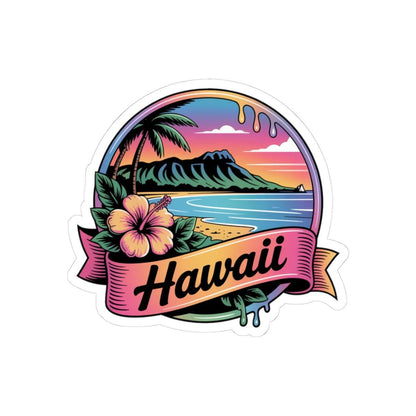 ColorFlow | Hawaii Tropical Beach Sunset Vinyl Sticker | Island Paradise Ocean Travel Art Decal