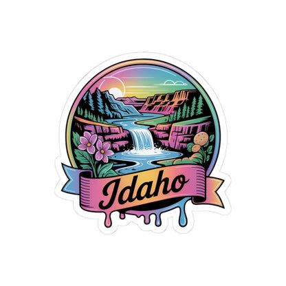 ColorFlow | Idaho Waterfall Mountain Scenic Vinyl Sticker | Pacific Northwest Nature Travel Decal