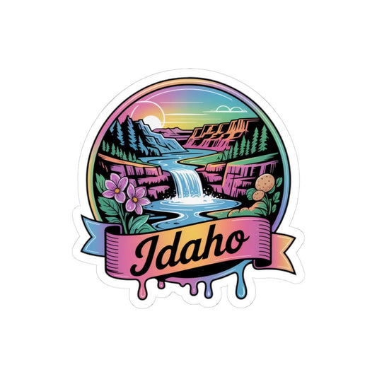 ColorFlow | Idaho Waterfall Mountain Scenic Vinyl Sticker | Pacific Northwest Nature Travel Decal