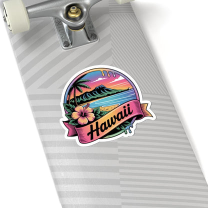 ColorFlow | Hawaii Tropical Beach Sunset Vinyl Sticker | Island Paradise Ocean Travel Art Decal