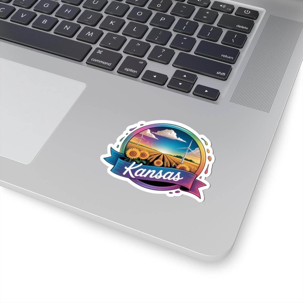 ColorFlow | Kansas Sunflower Prairie Windmill Vinyl Sticker | Midwest Farm Sunset Travel Art Decal