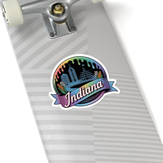 ColorFlow | Indiana Skyline Racing Heritage Vinyl Sticker | Midwest Cityscape Art Travel Decal