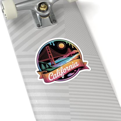 ColorFlow | California Golden Gate Sunset Vinyl Sticker | West Coast Coastal Travel Art Decal