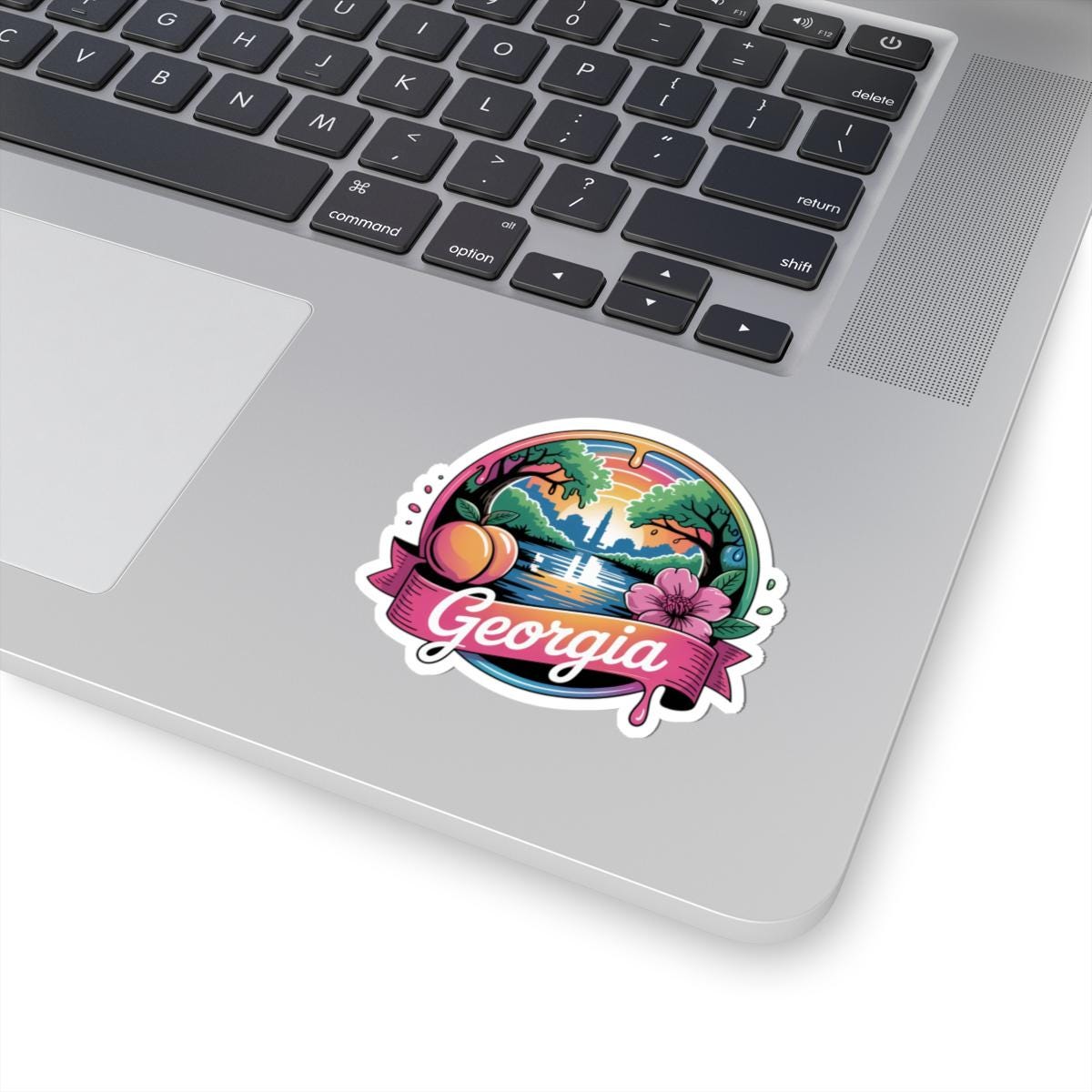 ColorFlow | Georgia Peach Skyline Sunset Vinyl Sticker | Southern State Scenic Travel Art Decal