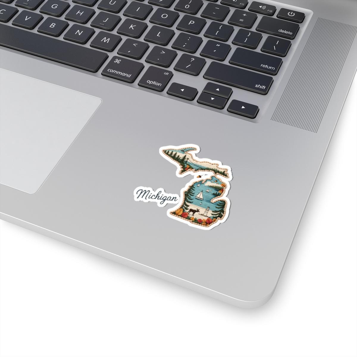 Michigan Lakes Vinyl Sticker | Sailboats, Forest, Wildlife Art (Waterproof)
